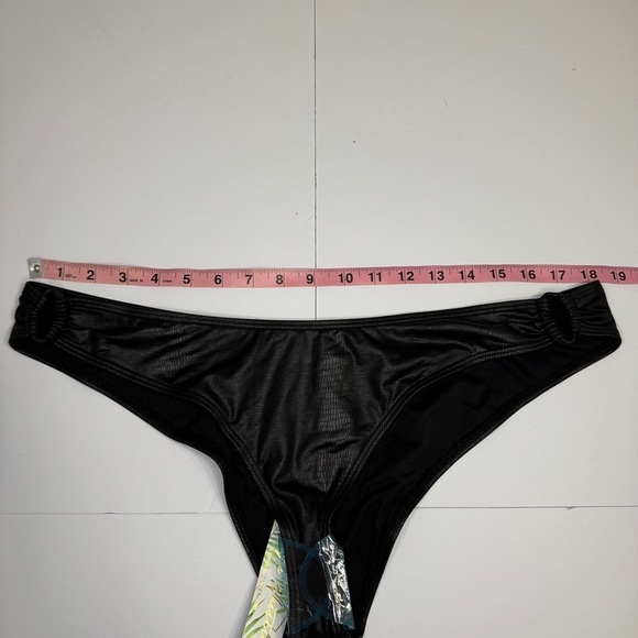 Wolf & Whistle Black High Leg Bikini Bottoms | Ruched sides | Size 12 - Picture 3 of 7